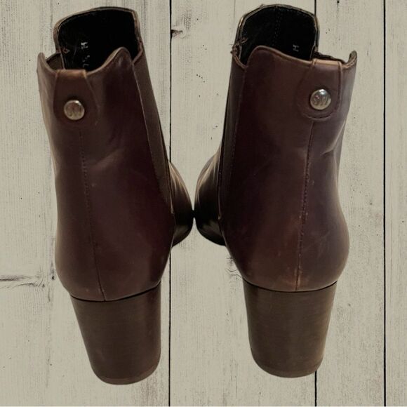 Stuart Weitzman Apogeelo brown leather Chelsea ankle boots heel pointed toe - Picture 7 of 10